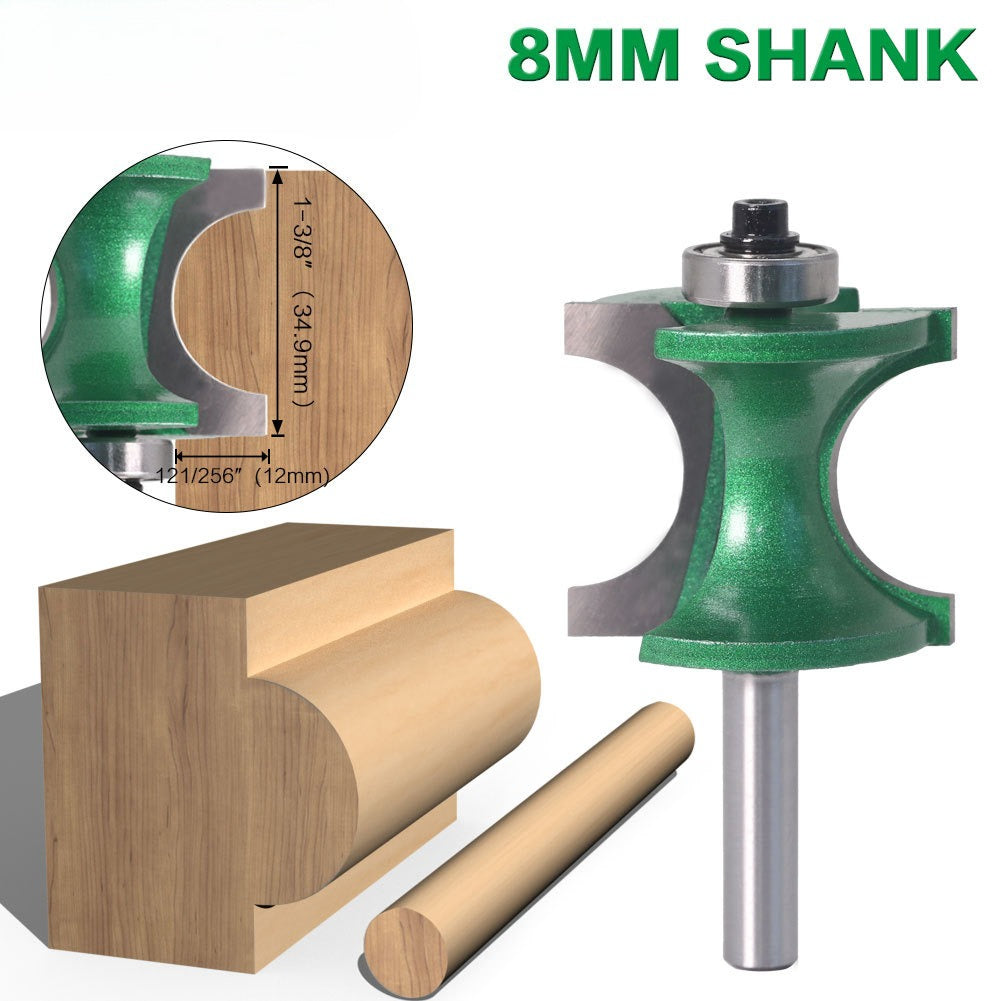 8Mm handle woodworking tool bakelite gong milling knife trimming machine with bearing positive semicircular knife round wooden stick arc trimming edge