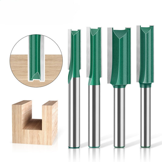 Professional grade straight knife slotting straight knife 6 handle 1/4 handle woodworking milling cutter tungsten steel alloy cutter head double edge straight knife