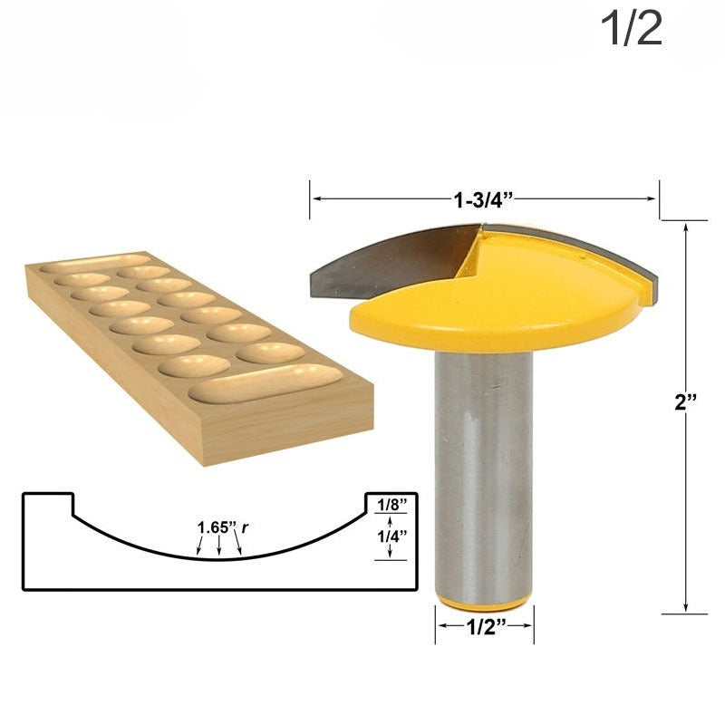 High-grade 1/2 handle thin round bottom cutter Bowl cutter Engraving machine Woodworking milling cutter Router cutter Woodworking engraving knife Yellow paint