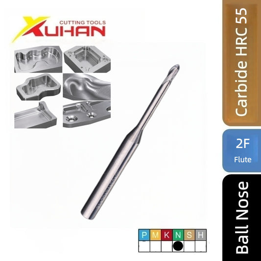 2 Flute Carbide Ball Nose End Mill Extended Reach Deep Groove Aluminum Finishing Tool HRC 55