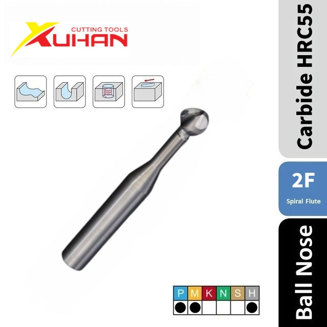2 Flute Lollipop Ball Nose End Mill HRC55