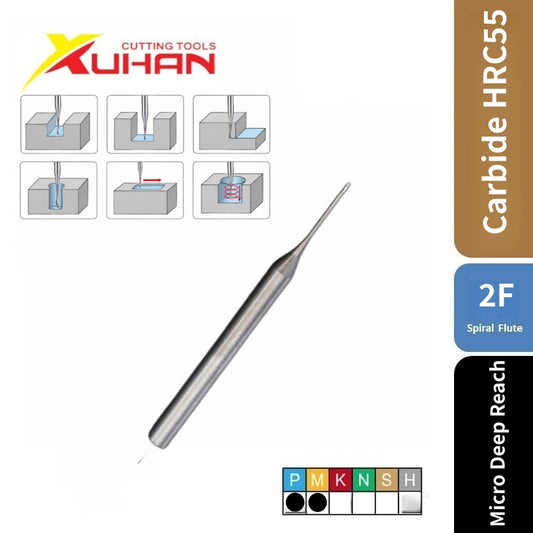 2 Flute Micro Deep Reach Carbide End Mill AlTiSiN HRC55