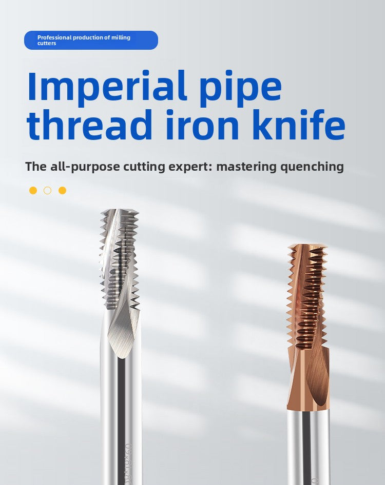 Inch tungsten steel cylindrical pipe thread milling cutter sealed type CNC numerical control tool G1/4 steel coating