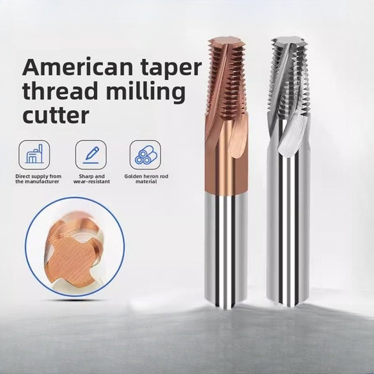 Tungsten Steel Alloy US Tapered Pipe Thread Milling Cutter Aluminum Coating CNC Machining Center