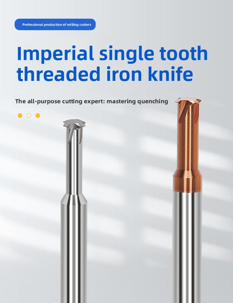 Inch single tooth tungsten steel cylindrical pipe thread milling cutter sealing type CNC numerical control tool for aluminum steel coating