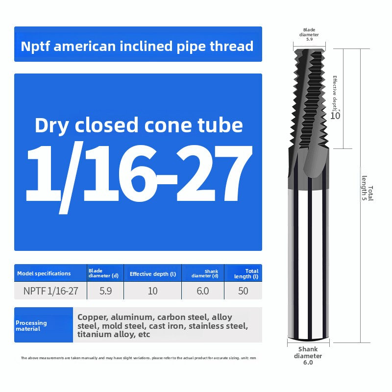 American pipe thread milling cutter NPTF1/4 3/8 1/2 1/8 3/4 stainless steel NPT cone pipe milling cutter
