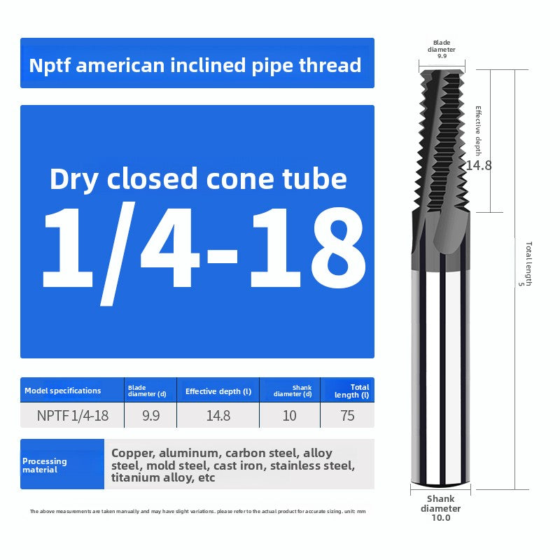 American pipe thread milling cutter NPTF1/4 3/8 1/2 1/8 3/4 stainless steel NPT cone pipe milling cutter
