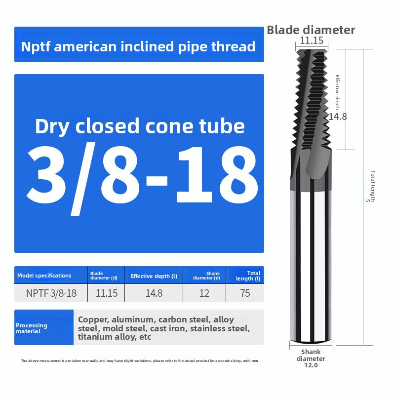 American pipe thread milling cutter NPTF1/4 3/8 1/2 1/8 3/4 stainless steel NPT cone pipe milling cutter