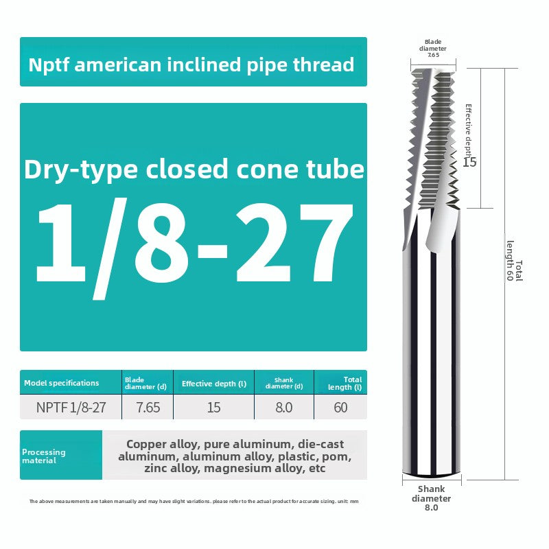 American pipe thread milling cutter NPTF1/4 3/8 1/2 1/8 3/4 stainless steel NPT cone pipe milling cutter