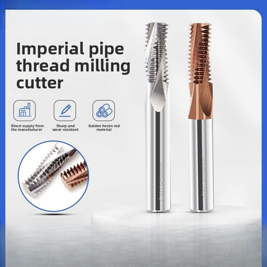 Inch tungsten steel cylindrical pipe thread milling cutter sealed type CNC numerical control tool G1/4 steel coating