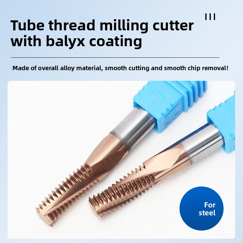 Inch tungsten steel cylindrical pipe thread milling cutter sealed type CNC numerical control tool G1/4 steel coating