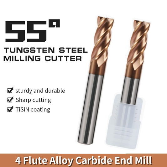 Today's sale HRC55 1-4mm End Mill Keyseat Milling Cutter Alloy Coating Tungsten Steel Cutting Tools CNC Maching Metal Endmil 4Flute