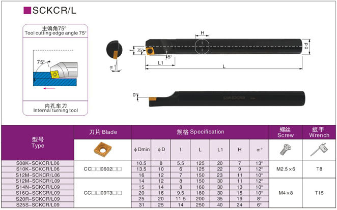 Lathe Turning Holder S12M/S14N/S16Q/S18Q/S20R/S25S/S32T-SCKCR09/SCKCL09