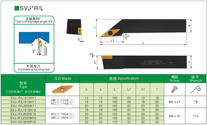 Lathe Turning Holder VJBR/SVJBL 1616H16/2020K16/2525M16/3232P16
