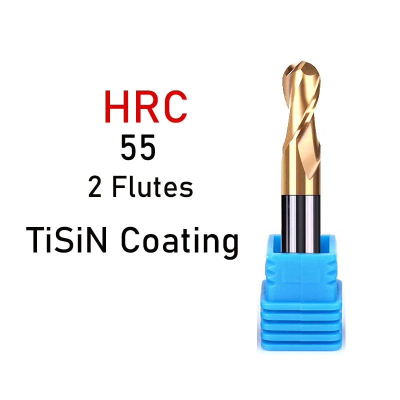Ball Nose End Mill Tungsten Carbide Cutter CNC Router Bit Milling Tool R0.5 6mm 8mm 10mm HRC50 55 65 2 4 Flute